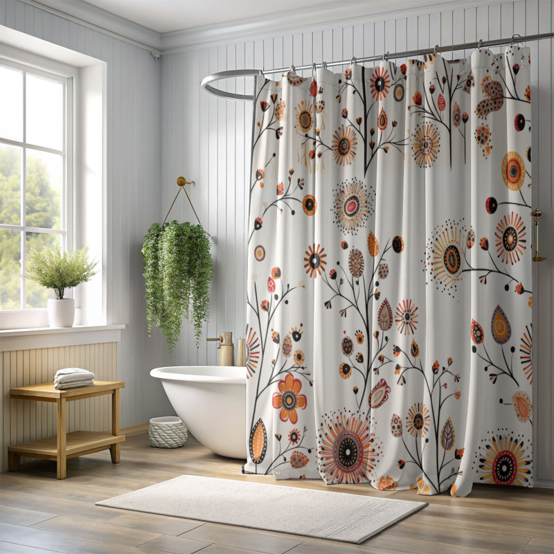 Breisch Abstract Shower Curtain, 74"H x 71"W