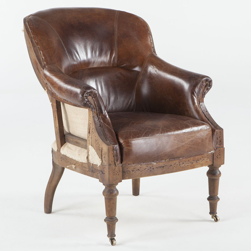 Fauteuil club en cuir fleur 28 po Hahn