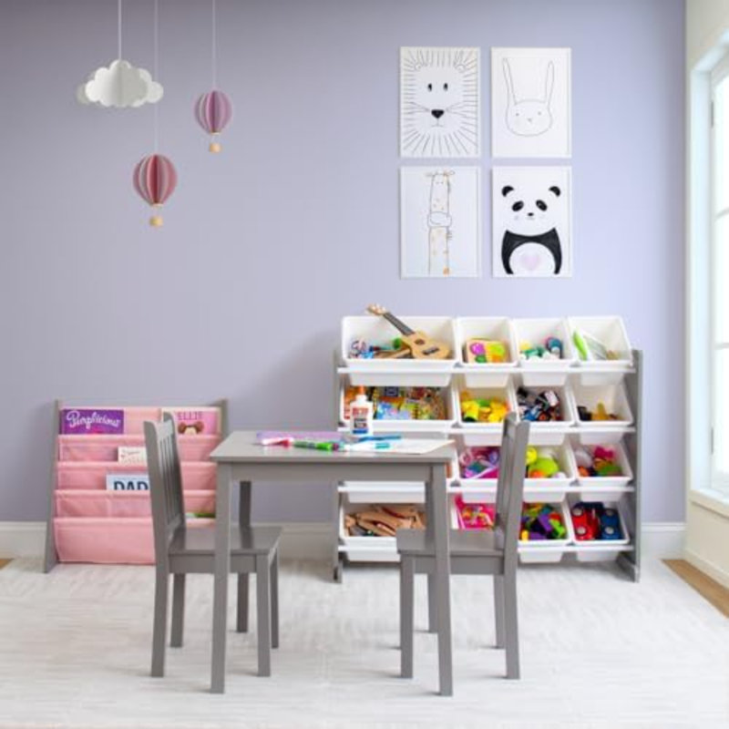 Ensemble de table et de chaises en bois pour enfants et 2 chaises carrées pour enfants et enfants