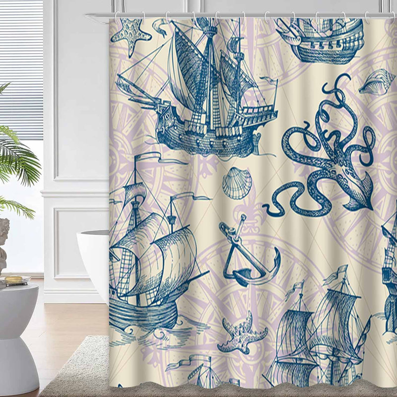 Rideau de douche imperméable avec 12 crochets, L 72 po x l 84 po