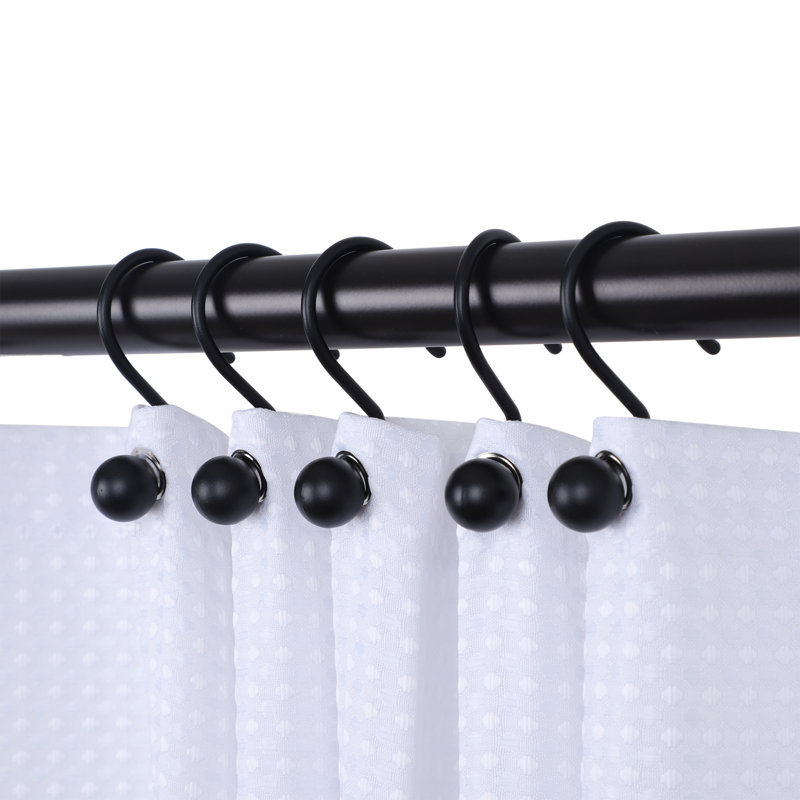 Crochets de rideau de douche Ball Steel, Noir