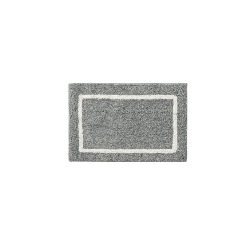 Reversible High Pile Tufted Microfiber Bath Rug, Gray, Rectangle 1'9" x 2'10"