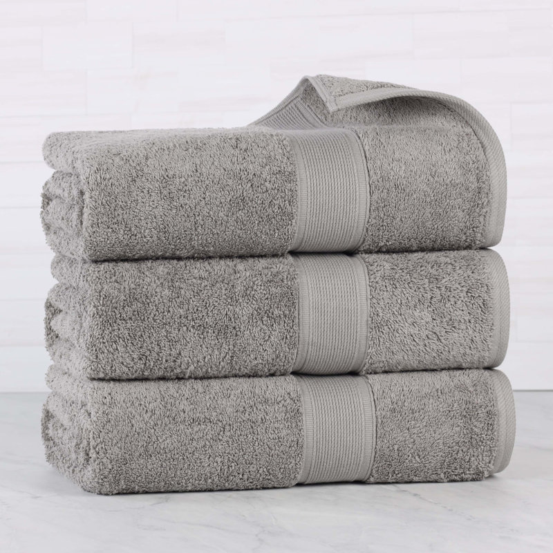 Blue Nile Mills Pure Earth Organic Cotton Bath Towels, Set Of 3, Silver