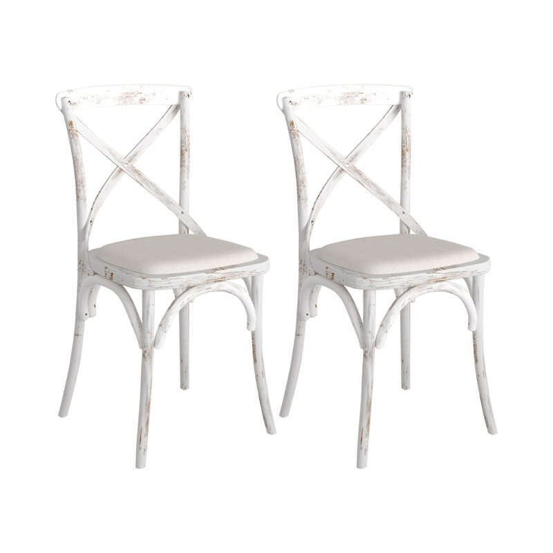 Basche 48cm H Solid Wood Cross Back Side Chair, White