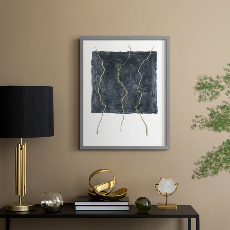 Divided Plot III Framed Print - Solid Wood, 15" H x 12" W, Gray