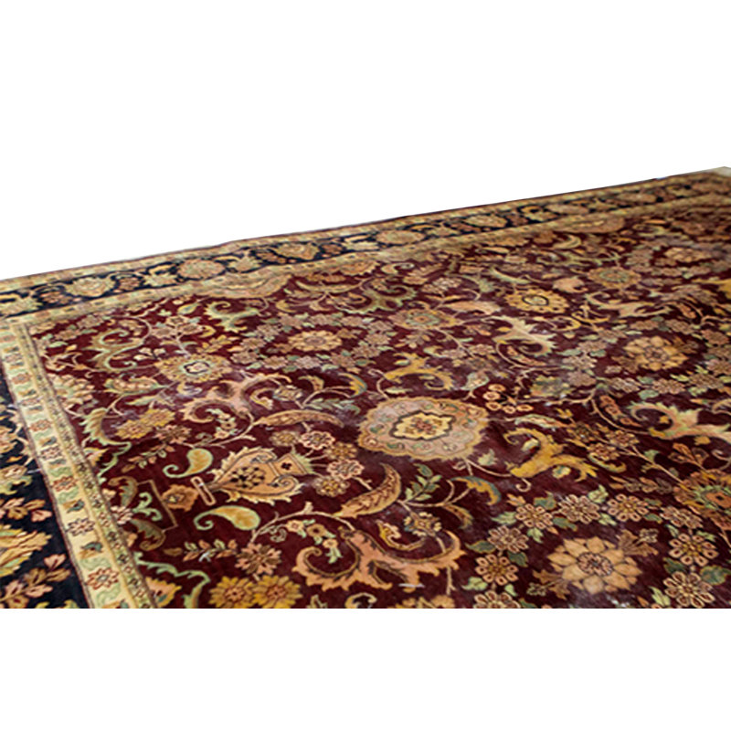 Tapis rouge et noir noué à la main de haute qualité