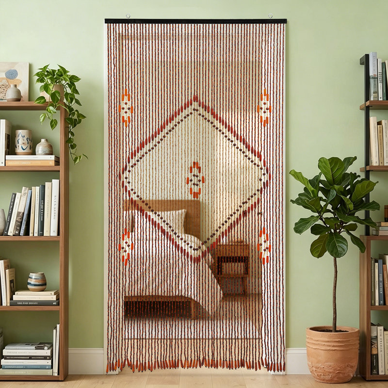 Rideau de perles en bois rétro 35,43*76,77"