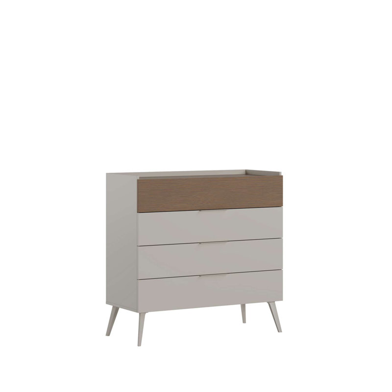 Commode moderne scandinave, couleur vison, 40,6 po x 39,8 po x 17,3 po | Panneau de particules enduit, épaisseur: 0,6 pouce | 4 tiroirs et plusieurs tablettes, solution de rangement murale et élégante pour toute pièce