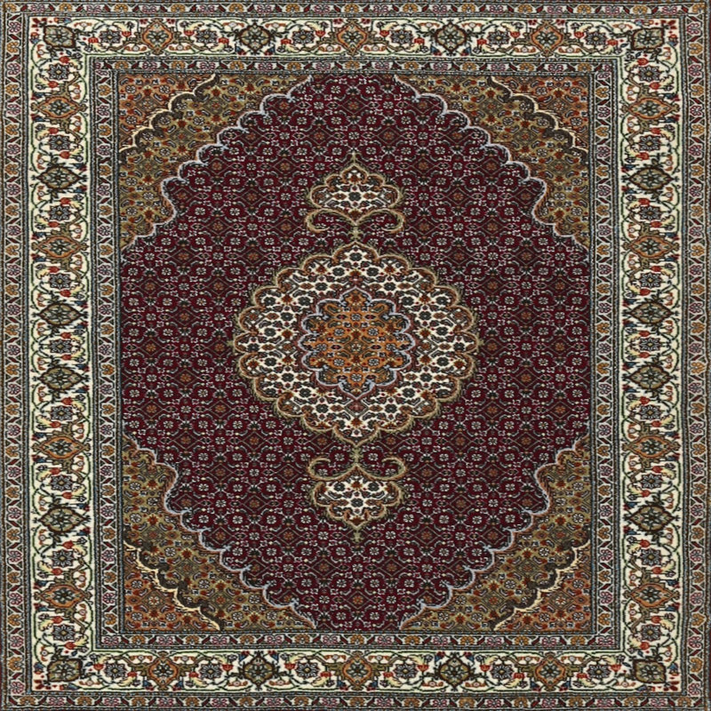 Tapis traditionnel rouge / vert Costigan, Rond 5 pi