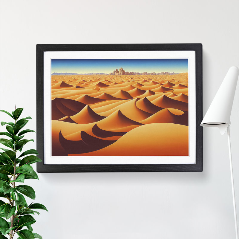 Desert Sand Dunes Vol.3 - Single Picture Frame Print, 25cm H x 34cm W, Black