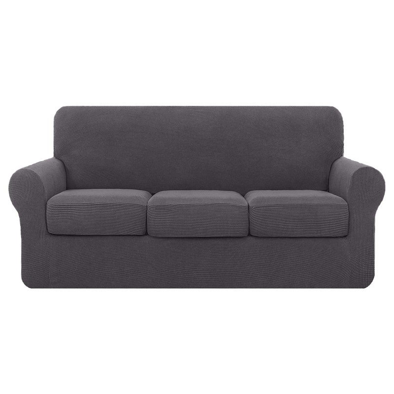 Housse moelleuse pour canapé, Mélange de polyester gris foncé