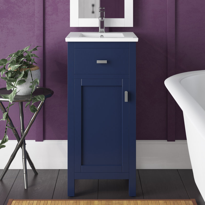 Ensemble de meuble-lavabo simple 16 po Alessandro, Bleu marine