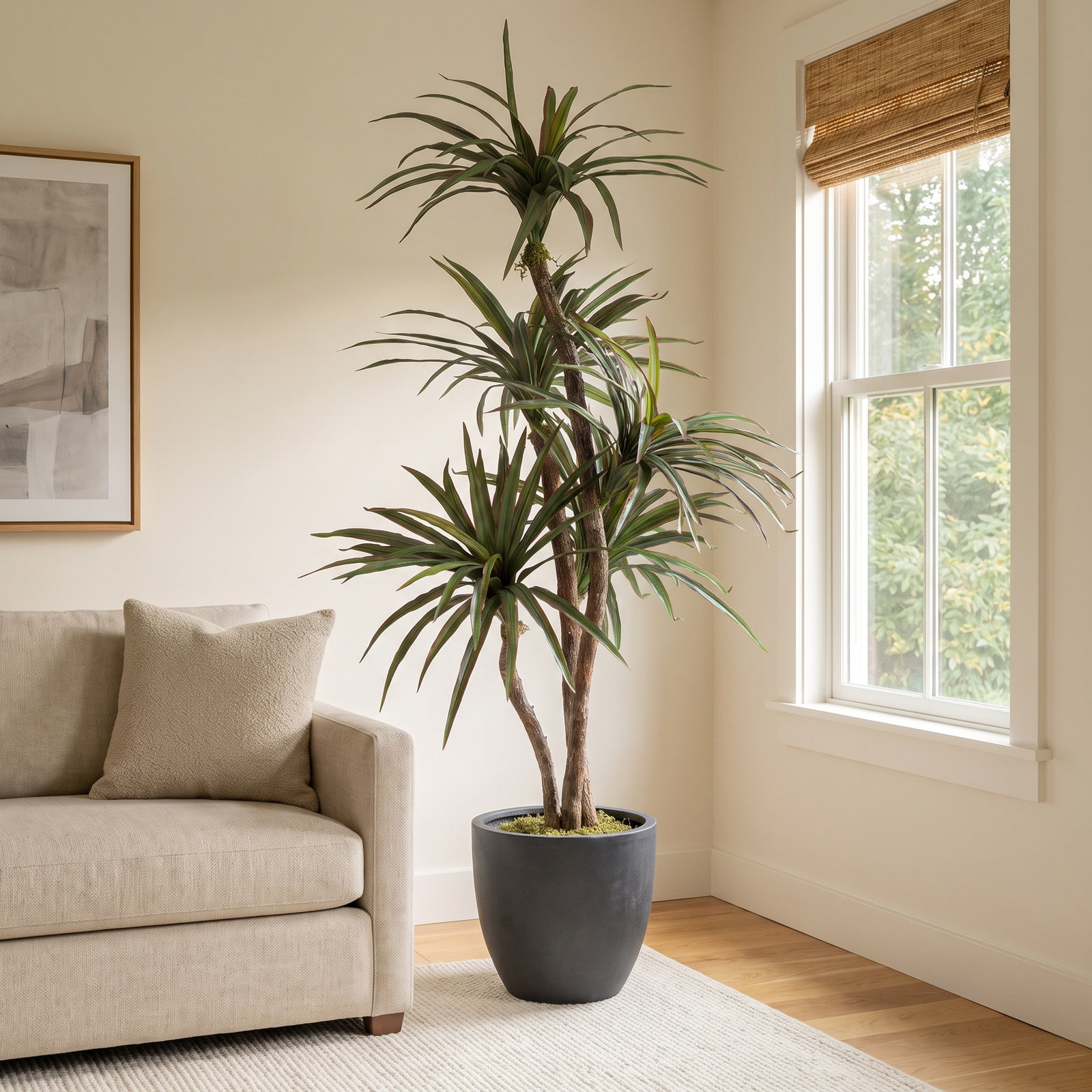 72'' Faux Dracaena Tree in Metal Planter