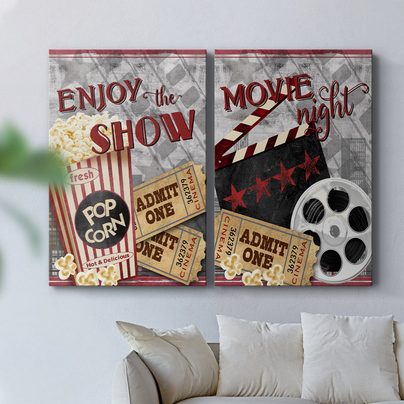 Movie Night I-Premium Gallery Wrapped Canvas -Ready to Hang (Set of 2)