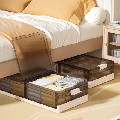 Stackable Under Bed Rolling Storage Plastic Containers, 11.5Gal Storage Bins With Wheels, Multi-Purpose Storage Bins With Lids