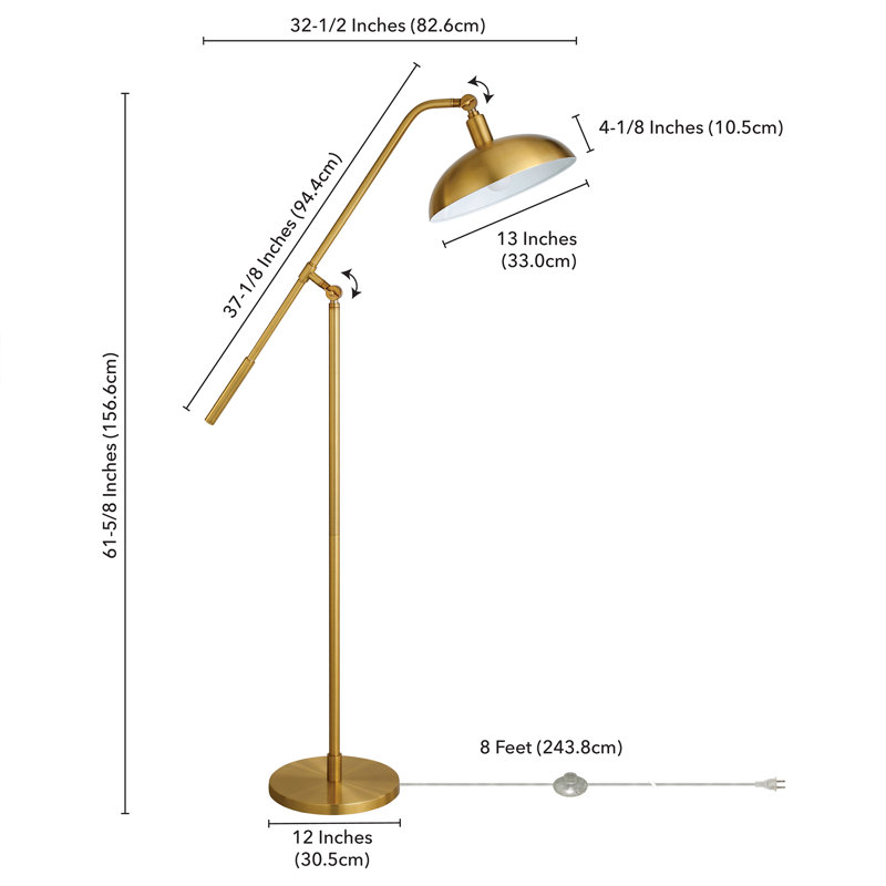 62'' Task Floor Lamp, Brushed Brass