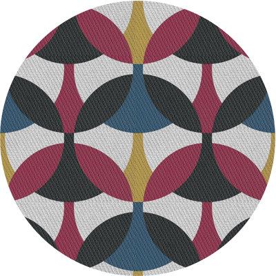 Rose géométrique/bleu/gris Tapis décoratif