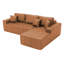 Canapé-lit modulaire en forme de L brun en similicuir brun, conception de chaise d'angle avec éponge haute densité, canapé à compression sans assemblage pour les petits espaces de salon-132275312-132275314