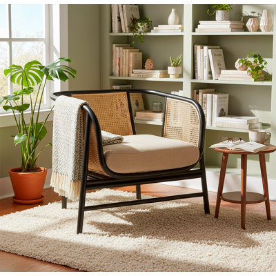 Seoul Black Wicker rattan chair with webbing