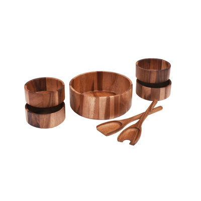 Acacia Wood 7-Piece Salad Bowl Set