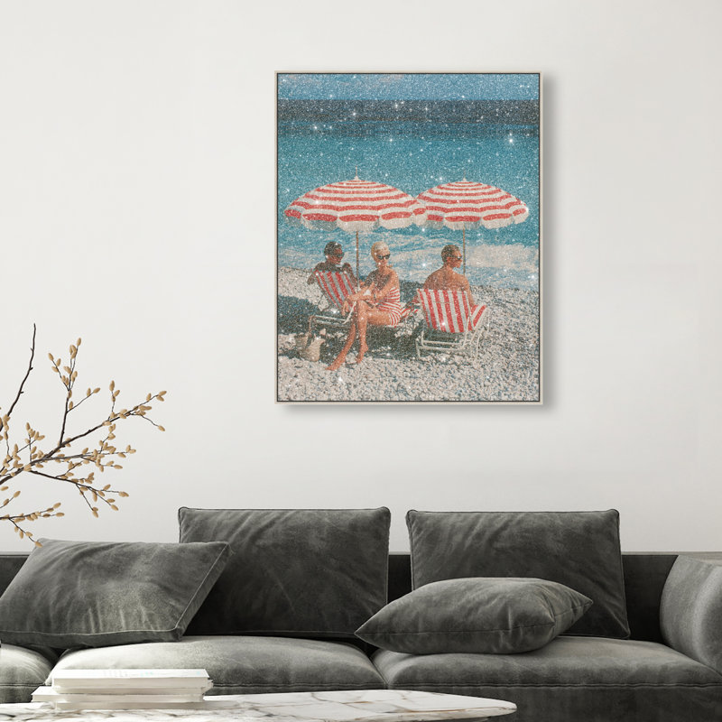 Retro Beach Bliss III Canvas Landscape & Nature Print by Oliver Gal, Black Frame, 16 x 20, 17"H x 21"W, White Floater Frame