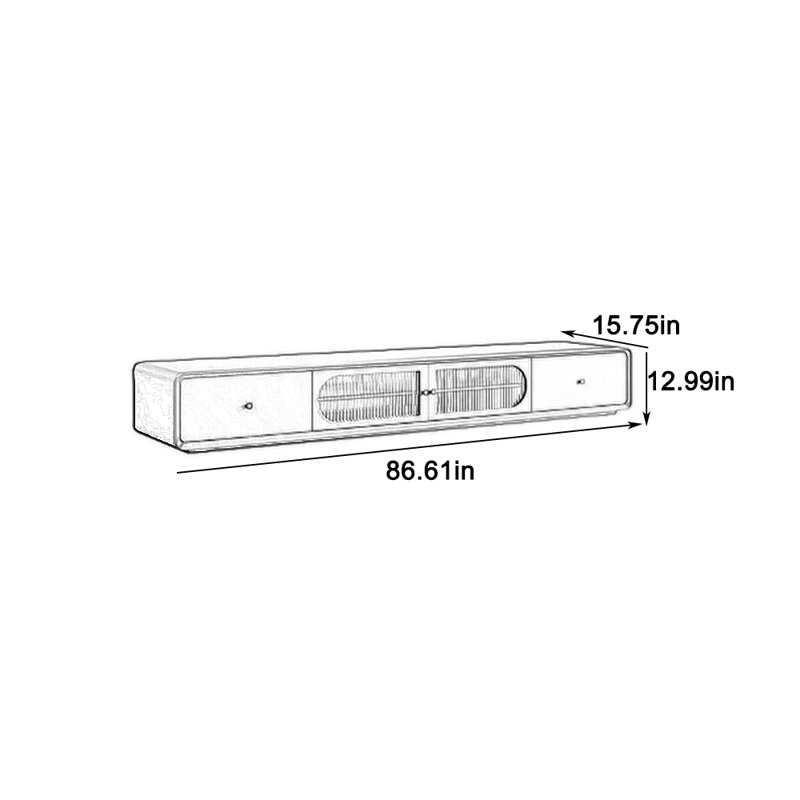 Elegant TV stand with smooth rounded edges, 86.61"