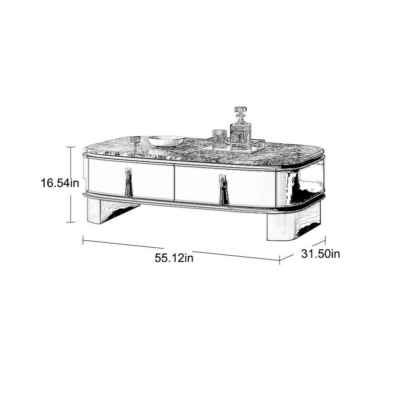 Table basse en marbre avec plateau télé