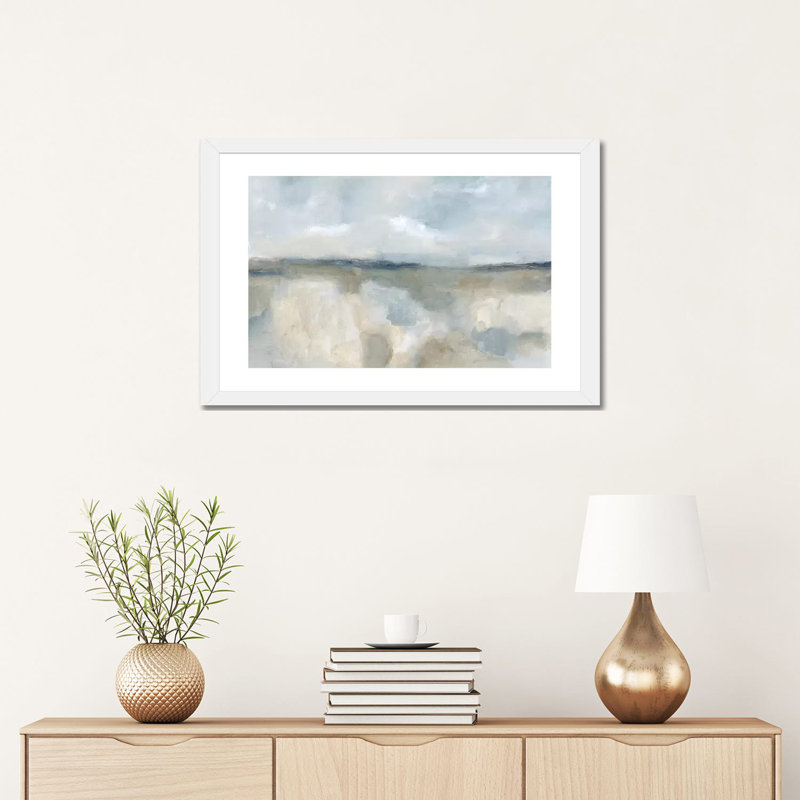 Neutral Coast by Blakely Bering Abstract Graphic Art, Framed Print with Mat, 16" H x 24" W, White
