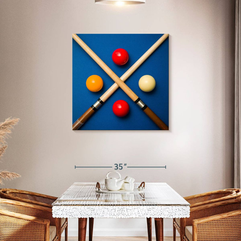 Balle et bâtons de billard Senne, H 36 po x l 36 po