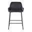 Fixed-Height Counter Stool in Black Metal and Black Faux Leather - Set of 2