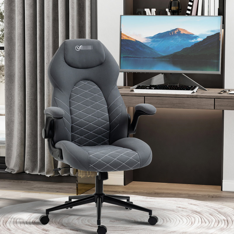 Fauteuil d'ordinateur gris foncé réglable pour un espace de travail productif