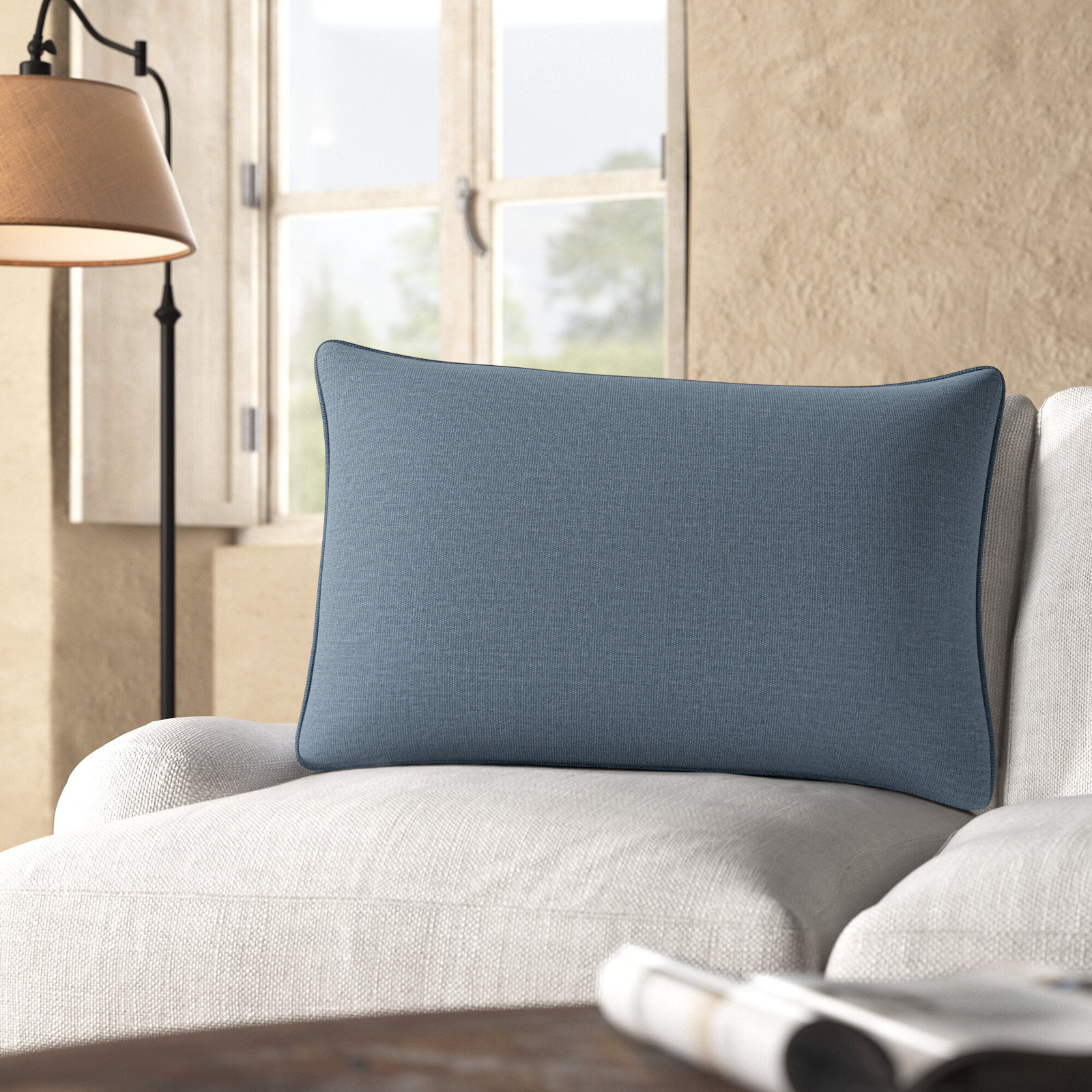 Annata 26" x 16" Sunbrella® Throw Pillow, Denim