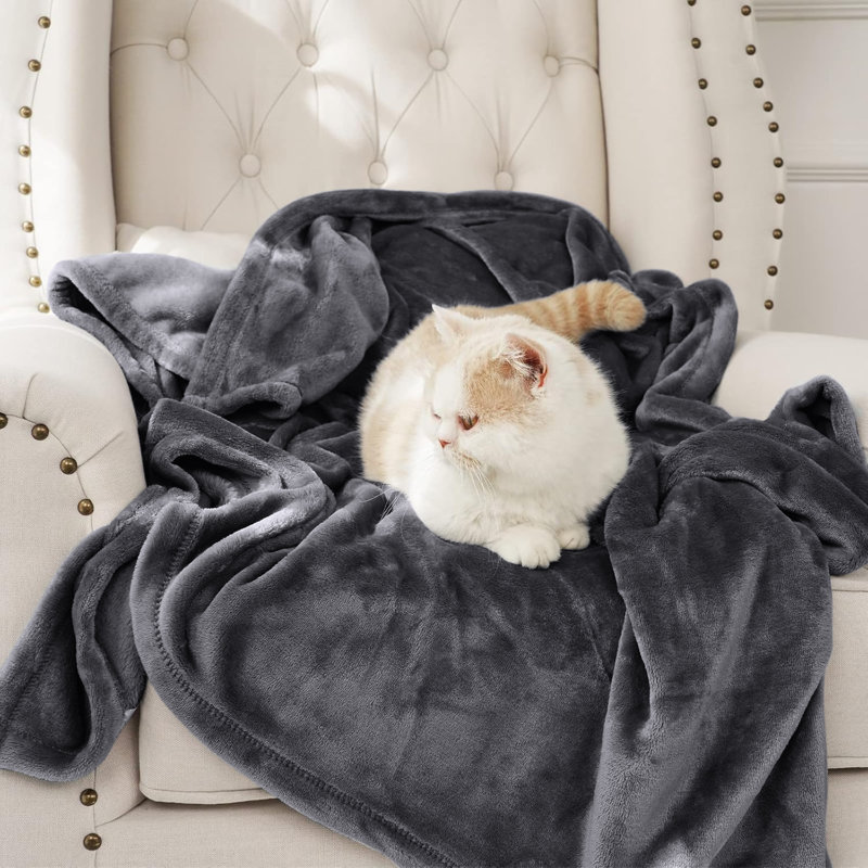 Couverture en molleton grand - 300 g / m², Gris, Grand lit