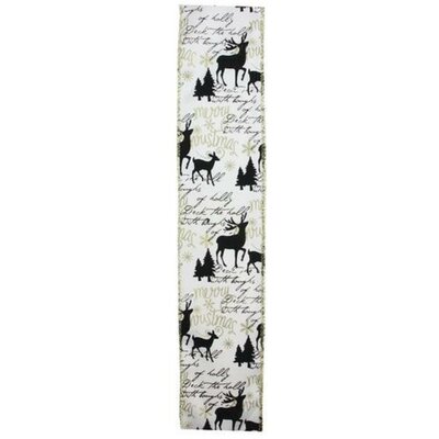 White and Black Playful Reindeer Christmas Wired Craft Ribbon 2.5"" x 10 Yards -  Northlight Seasonal, 32620112