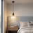Black Ribbed Glass Adjustable Pendant Light