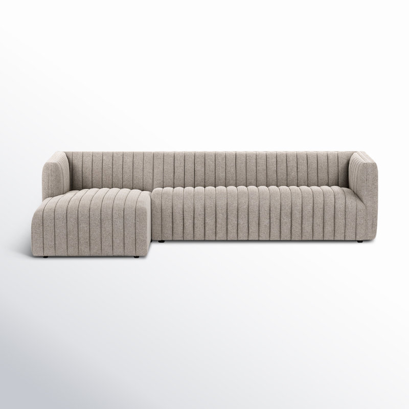 Augustine Chaise Sectional, Left Hand Facing, Orly Natural Velvet, 26" H X 105" W X 64" D