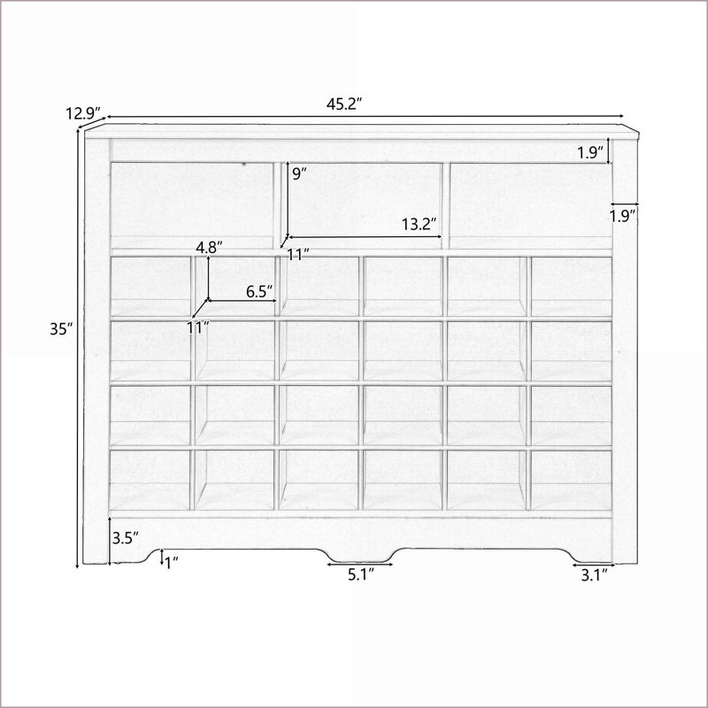 Shoe Cabinet with 24 Cubbies, Contemporary Curved Base, Versatile Hallway/Bedroom Storage, Black | Particle Board | Hallway