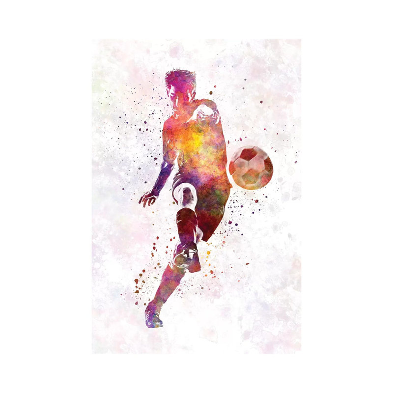 Man Soccer Football Player X 1 Piece Painting on Canvas, 66.04 cm H x 45.72 cm W x 1.91 cm D, Wrapped Canvas