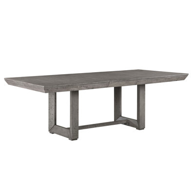 Table de salle à manger moderne rustique en placage gris pour 8 personnes