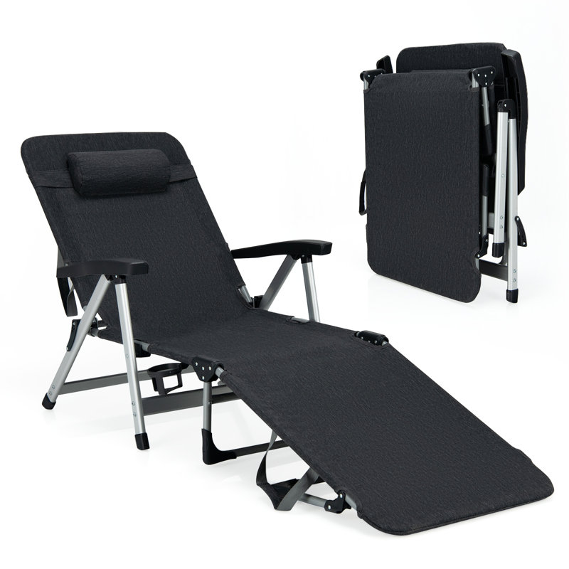 Agnija 190cm Long Reclining Single Sun Lounger, Black