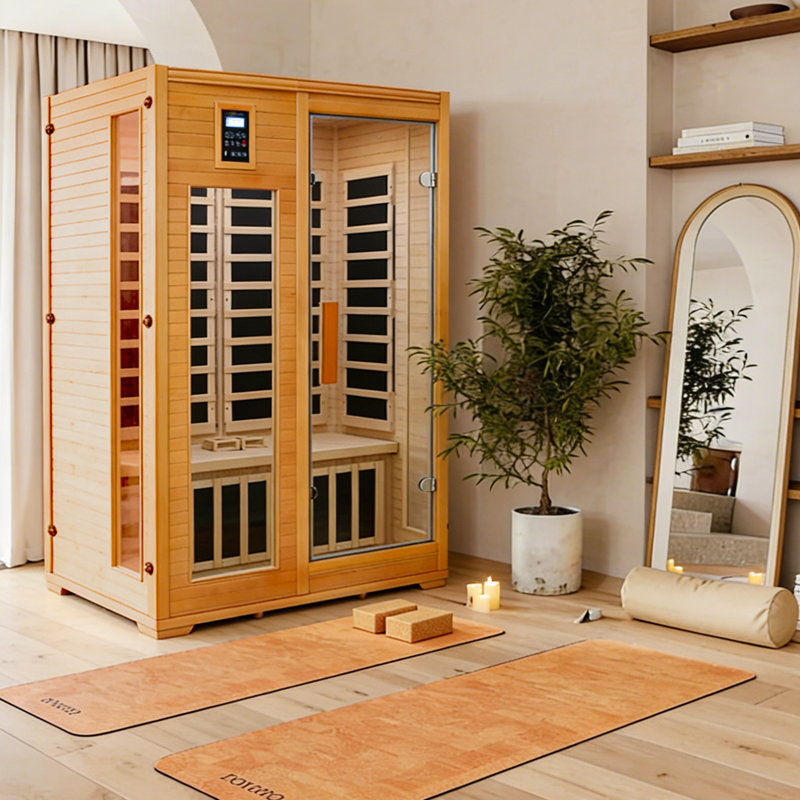 2 Person Infrared Home Sauna, wooden Canadian Hemlock Indoor Spa Sauna