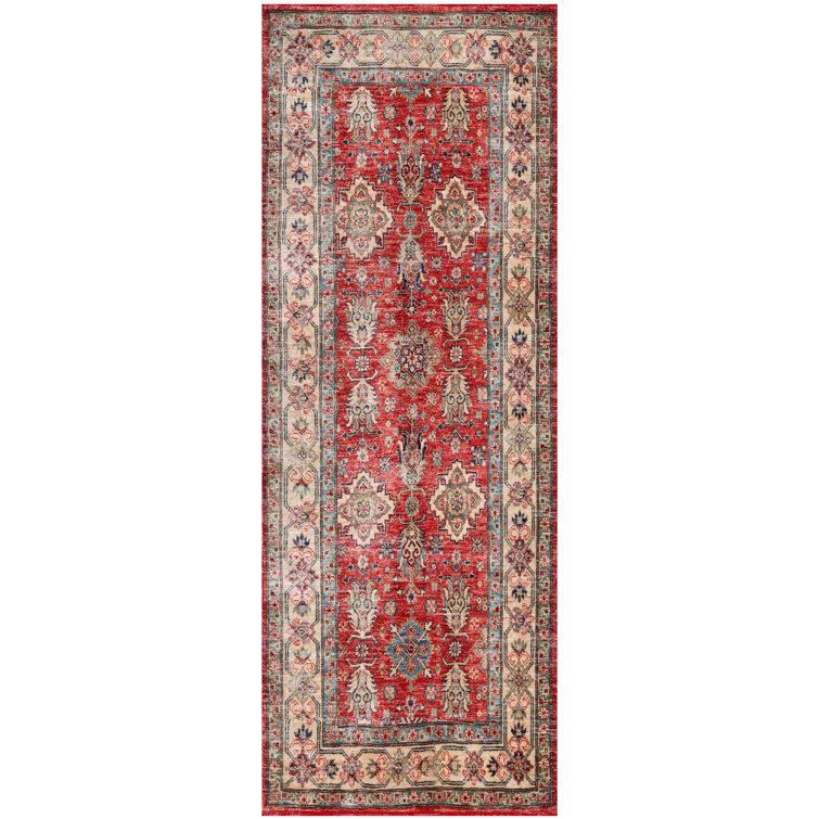 Marshanti Machine Woven / Power Loomed Performance Red/Beige/Blue Rug