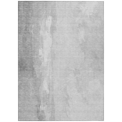 Machine Washable Indoor/Outdoor Xhevrie Gray Rug