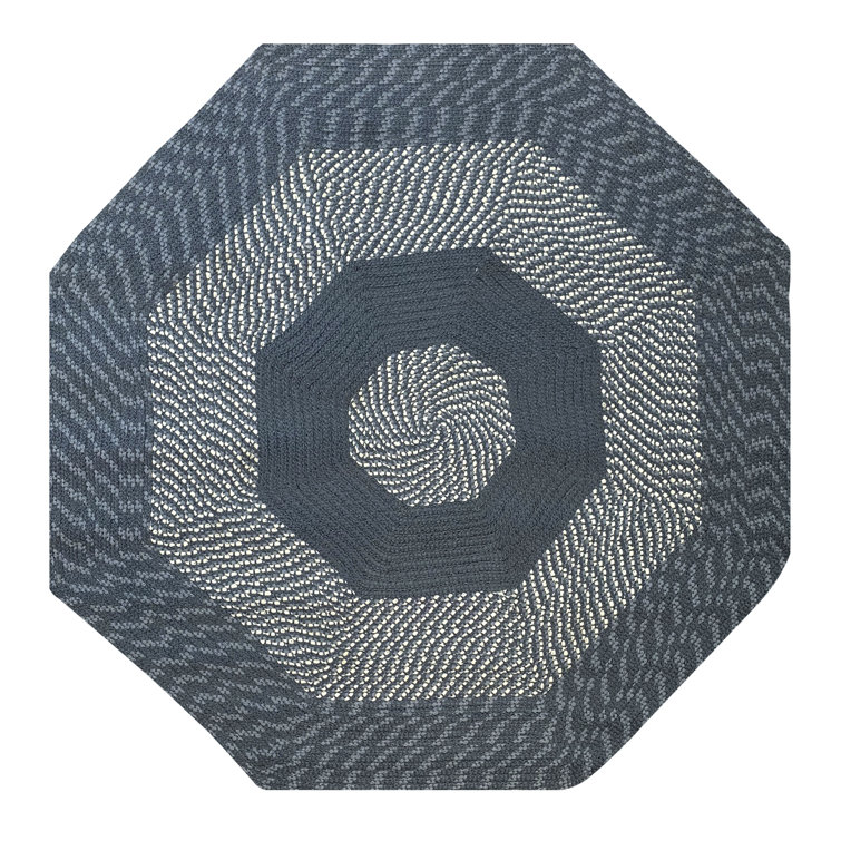 Tapis d'intérieur tressé à rayures 100% polypropylène Arcelia - Bleu ardoise