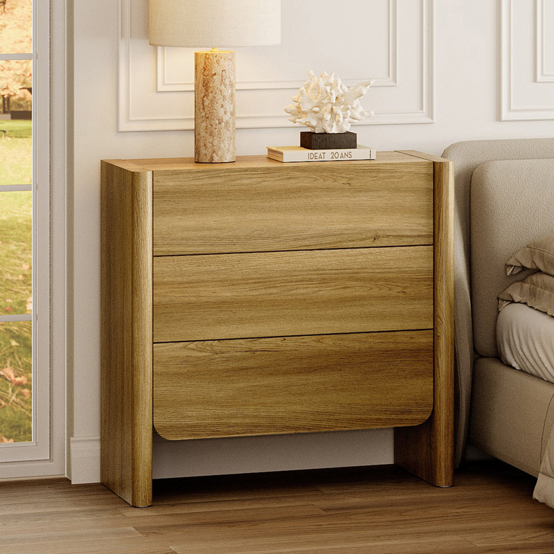 Table de chevet 3 tiroirs Modern Modern, Noyer