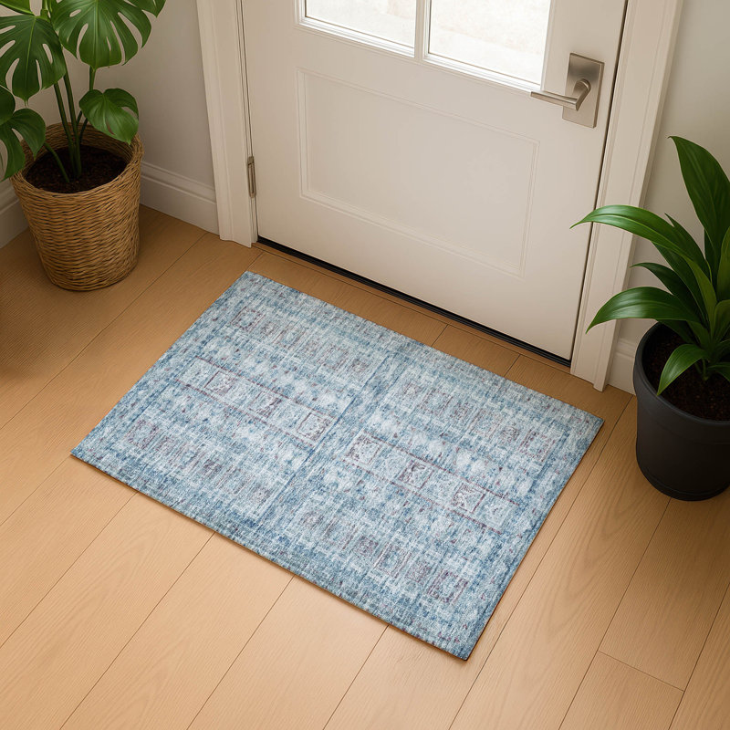 Tapis rayé de qualité supérieure Mayfield, Bleu, 1 pi 8 po x 2 pi 6 po