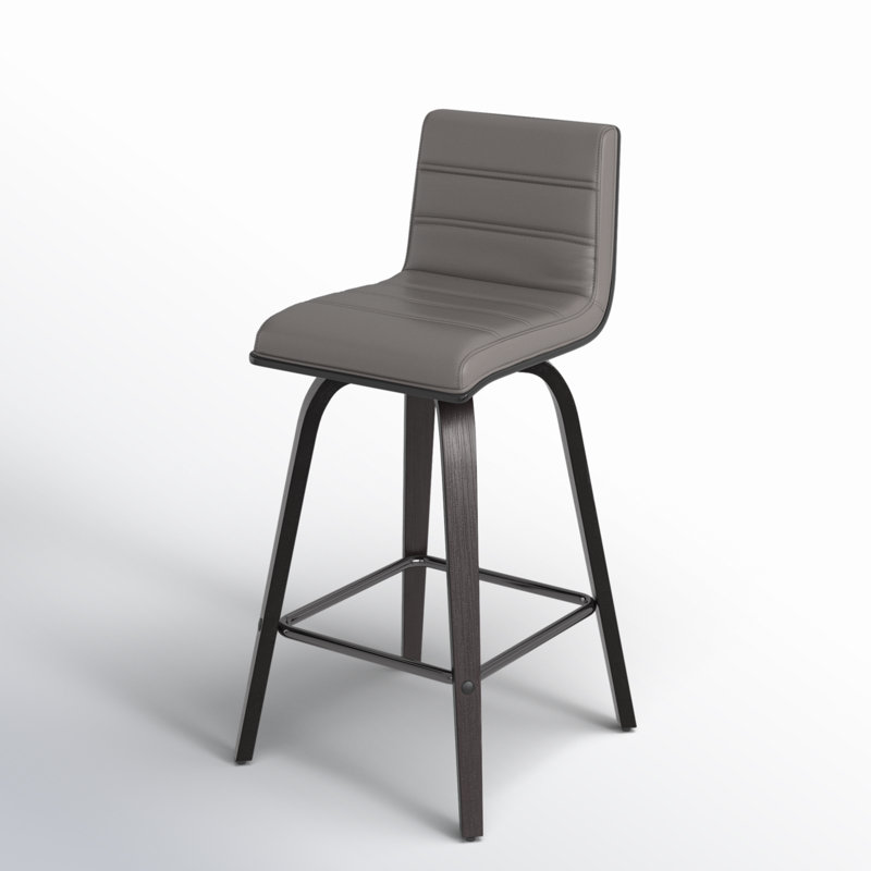 Tabouret de bar et de comptoir Biance, Similicuir gris, Tabouret de comptoir (siège d'une hauteur de 26 p, Noir