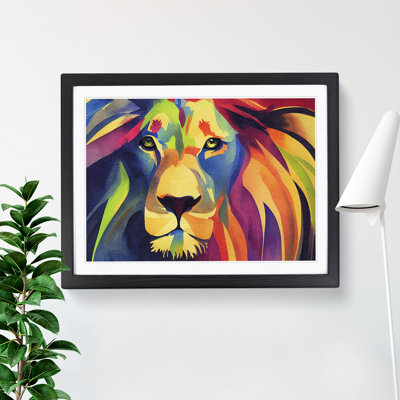 Lion Watercolour Vol.5 Abstract 1 Piece Single Picture Frame Wall Art
