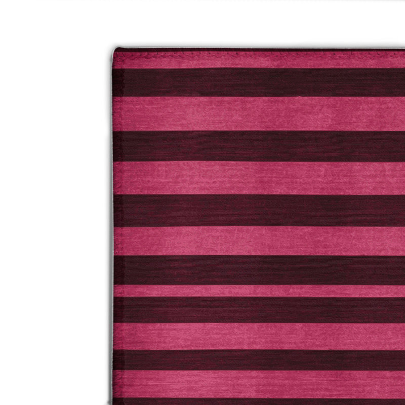 Tapis intérieur / extérieur rouge HorizontalStripes, Rectangulaire 8 pi x 10 pi