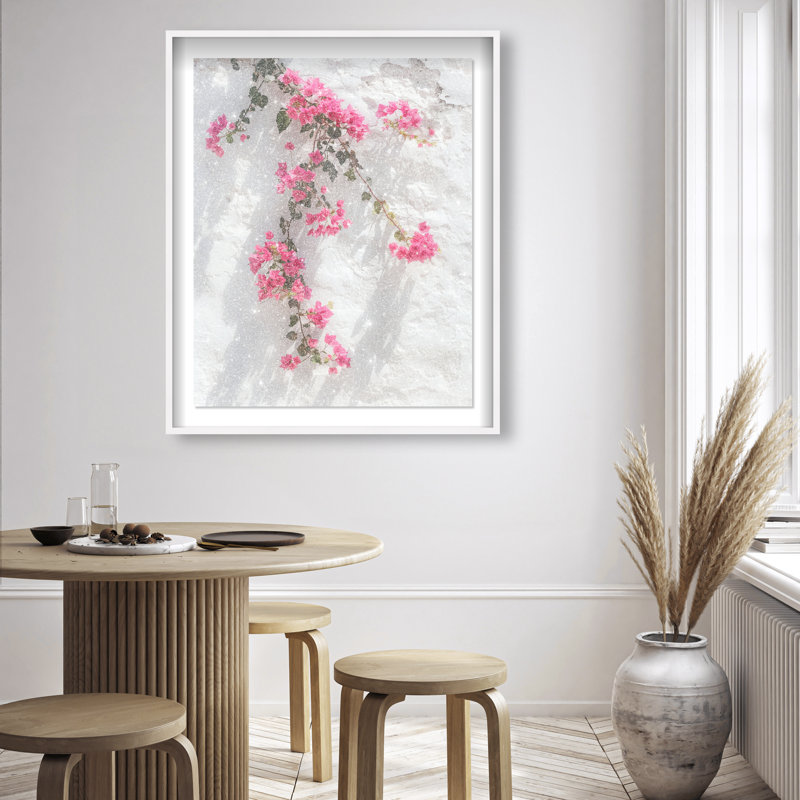 Santorini Blush Print by Oliver Gal, 37.5"H x 46.5"W, White Shadowbox